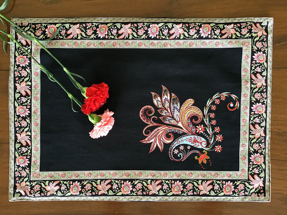 Thumbnail: Table Placemats- Cashmere Paisley- Classic Black(The Baghs of Gulmarg)