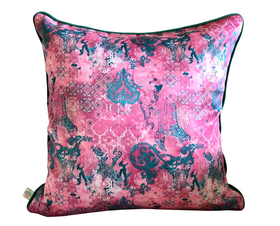 Thumbnail: 1 Embroidered Cushion Cover- Tulipani- Blossom Pink