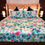 Thumbnail: 350 TC Luxury Cotton Bedsheet-Champ De Fluers (Flower Fields)- Sea Green Blue