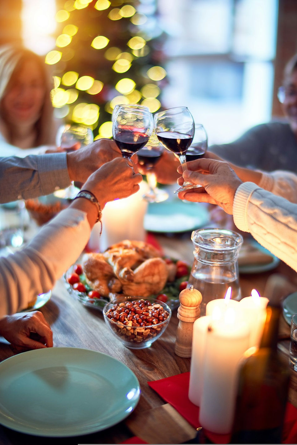 Holiday dinner and wine with friends