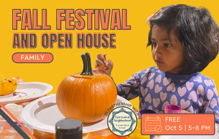 Fall Festival promo image, Little girl painting a pumpkin