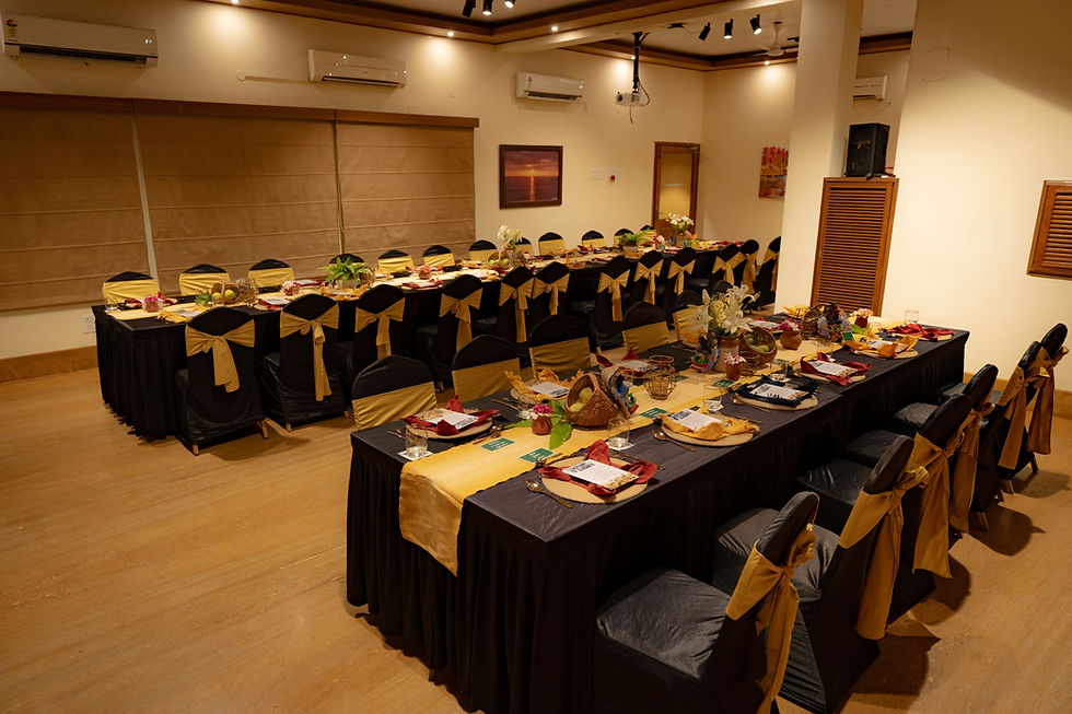 An intimate dining experience in Chennai at Hanu Reddy Residences, Poes Garden, with soft lighting and a curated table setting