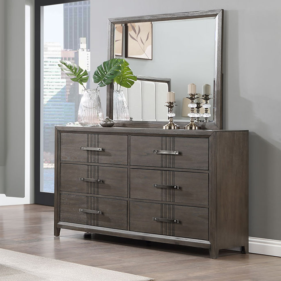 Thumbnail: Landon Queen Bed, 2 Nightstands, Dresser & Mirror Walnut Finish