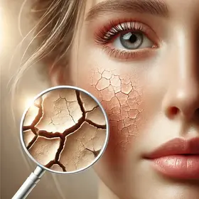 Femme à la peau du visage sèche