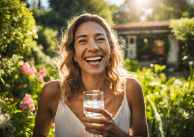 femme qui boit un verre d'eau