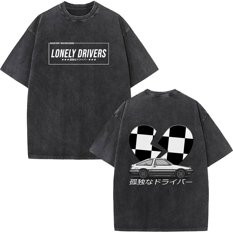 Miniatura: Anime Initial D Drift AE86 Washed Vintage Print T-shirt RX-7 R34 Skyline GTR JDM