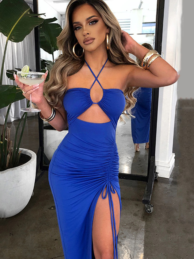 Miniatura: Sleeveless Sexy Female Midi Backless Dresses Slim Night Club Party Women's Dress