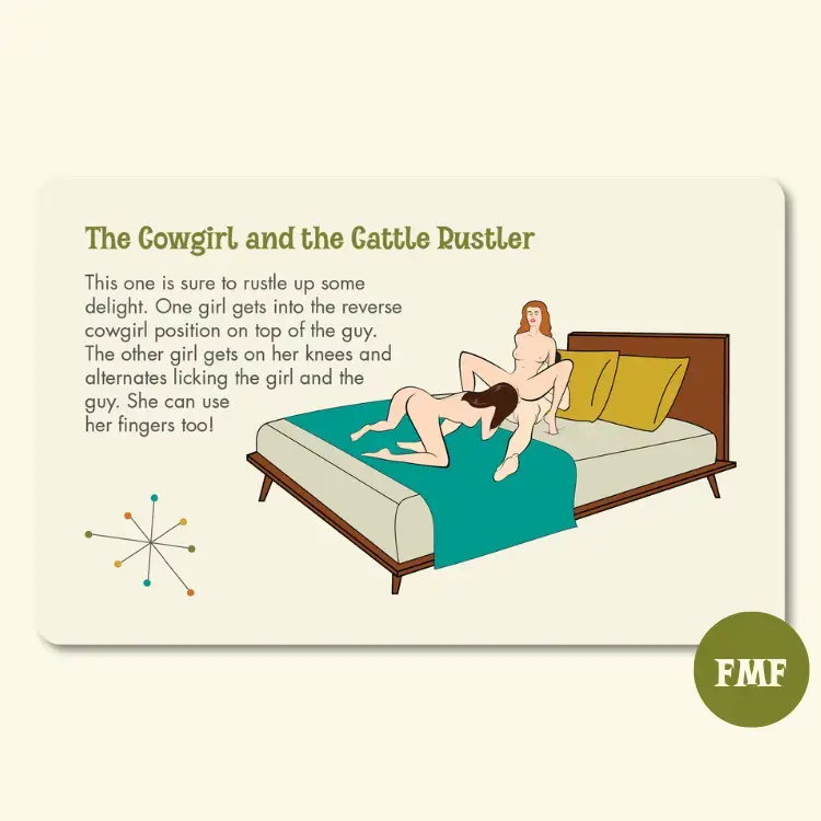 Thumbnail: Sample card with an illustration of The Cowgirl and the Cattle Rustler position