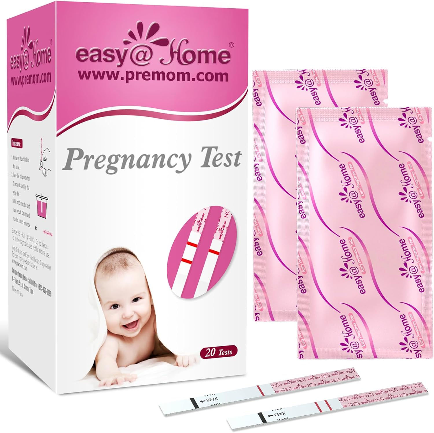 Easy@Home 50 trousses de test d'ovulation et 20 bandelettes de test de grossess