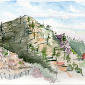 Mountain watercolor painting