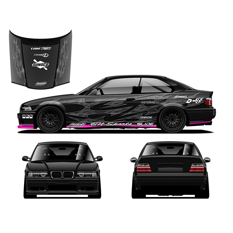 Pre-Cut Decals 1/10 Scale Drift/Touring BN Sports RC Livery