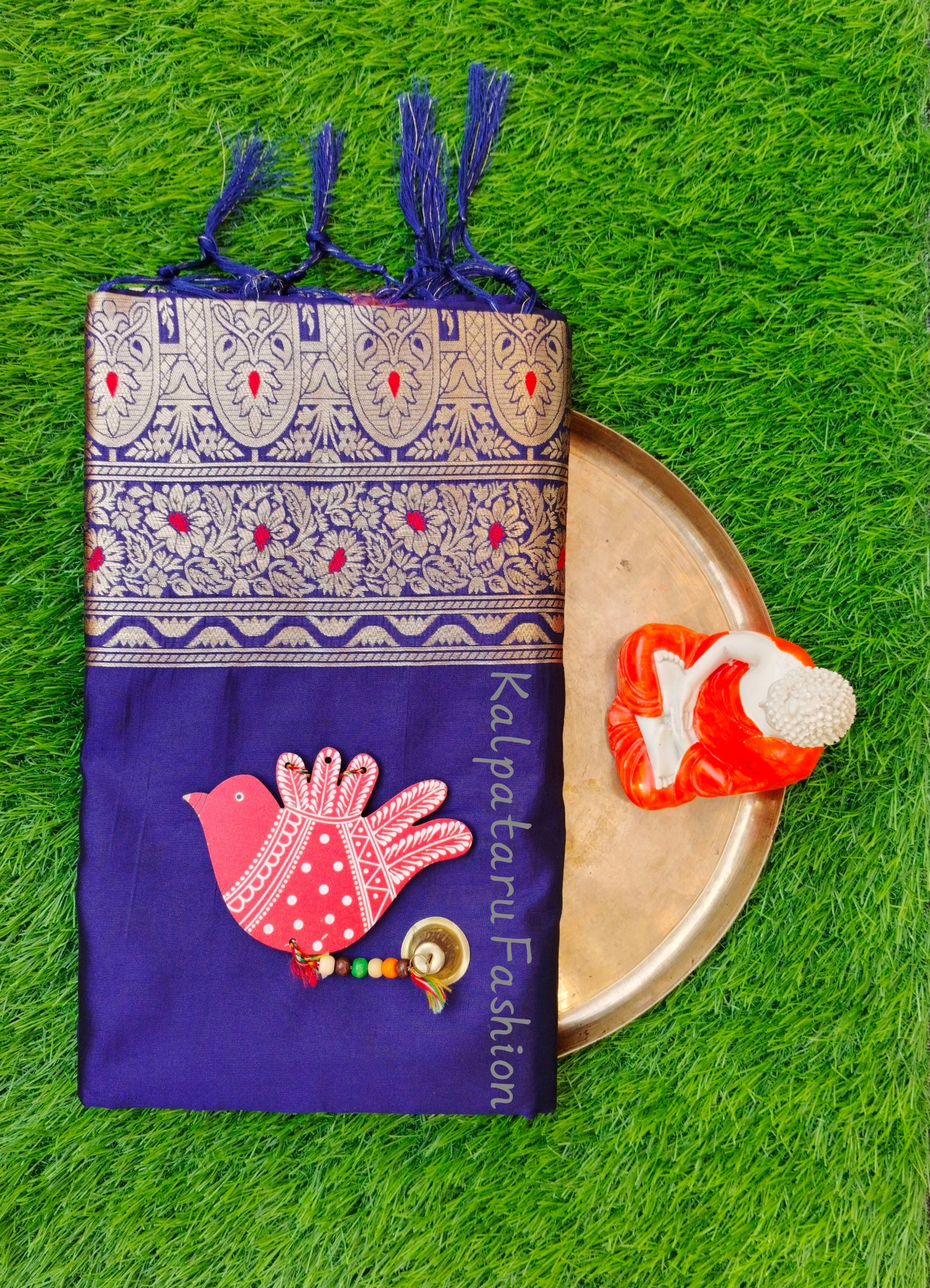 Kanchipuram Silk (Dark Blue)