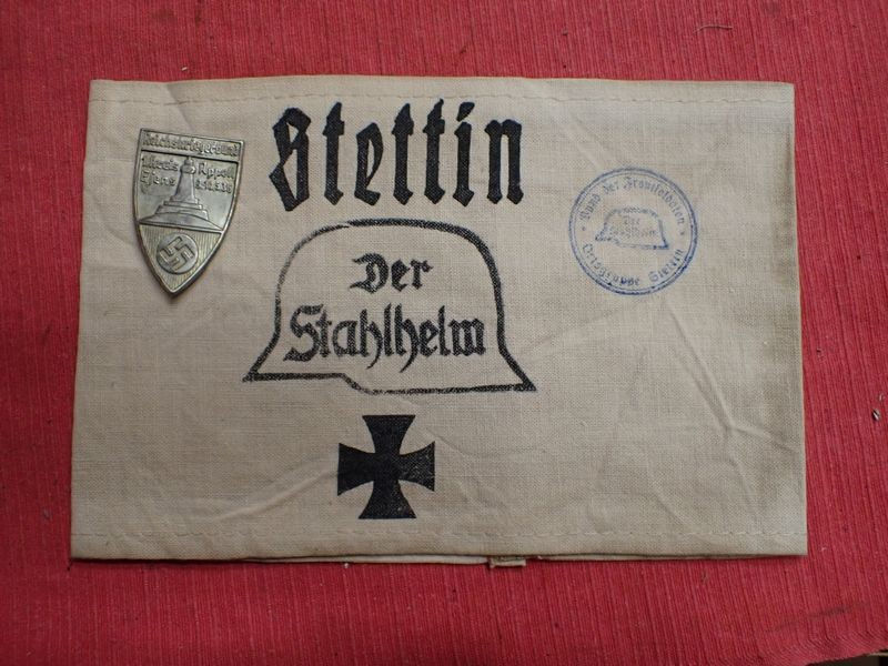 WW2 Third Reich Stahlhelm Association Armband and Badge