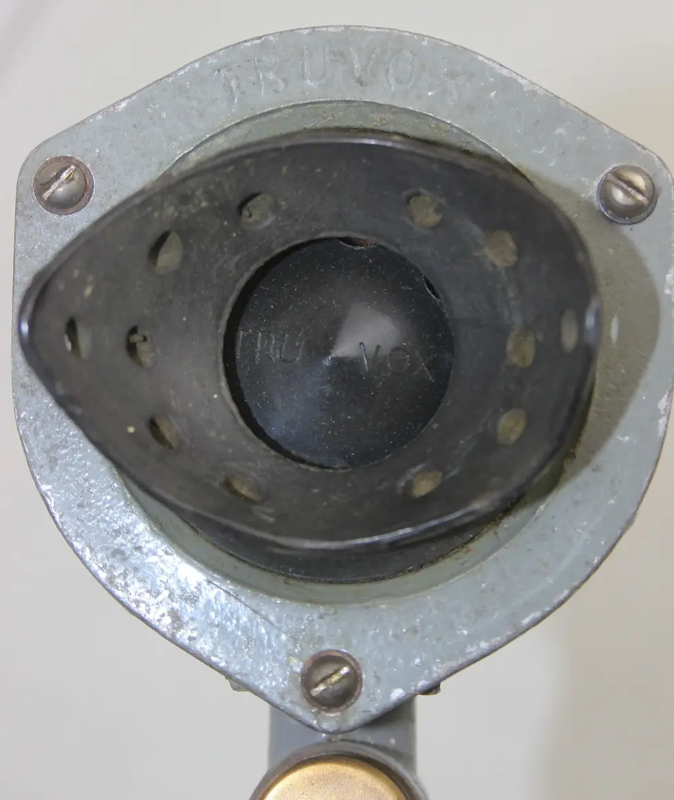 Thumbnail: Vintage WW2 British Pair (2) Tannoy Hand-held Microphones in Battleship Grey