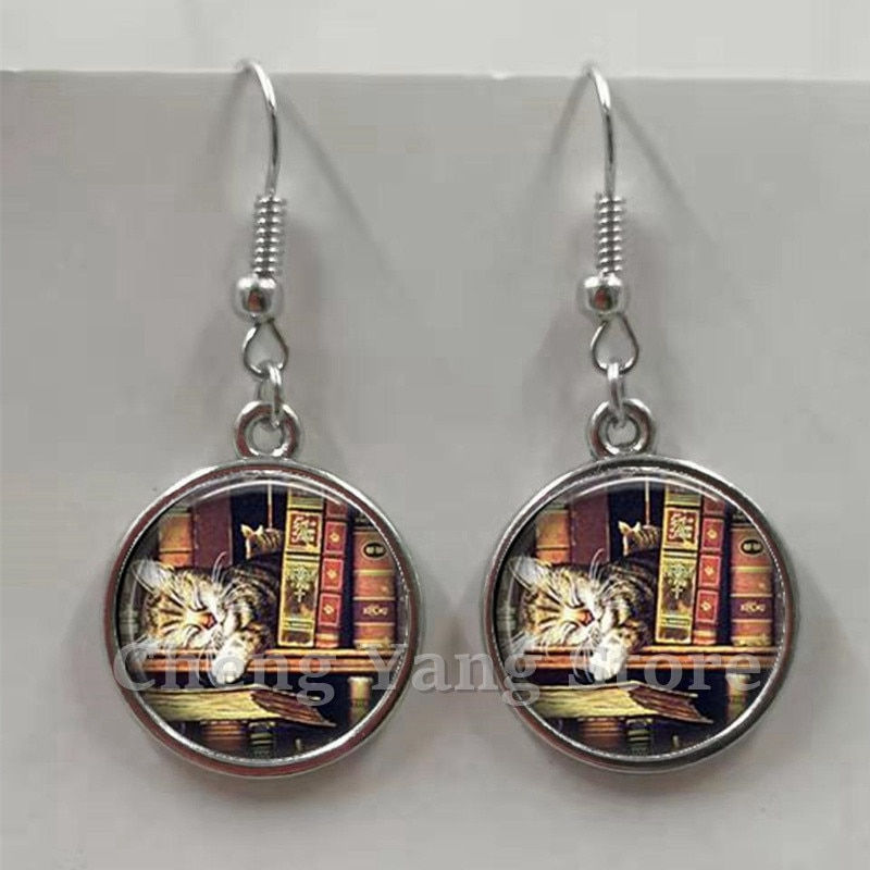 Thumbnail: Library Books Fun Earrings Retro Bookshelf
