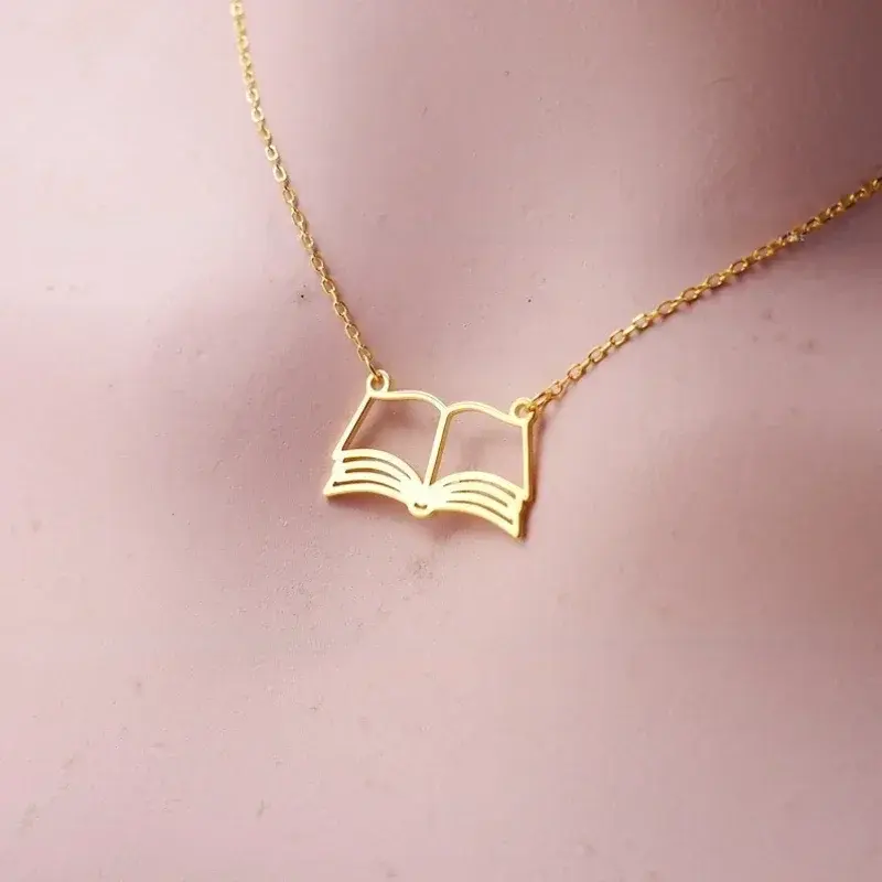 Thumbnail: Antique Little Book Charm Pendant Necklace