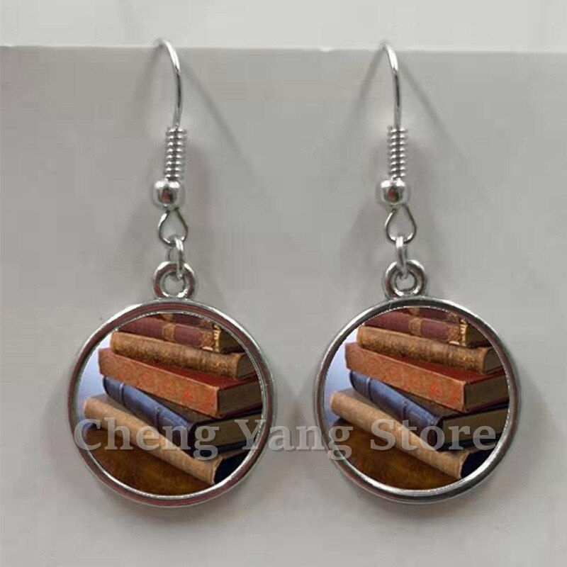 Thumbnail: Library Books Fun Earrings Retro Bookshelf