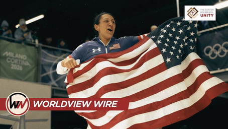 woman with American flag