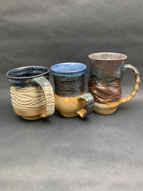 AlSi Ceramics Three Cup with Different Patterns Denver, CO