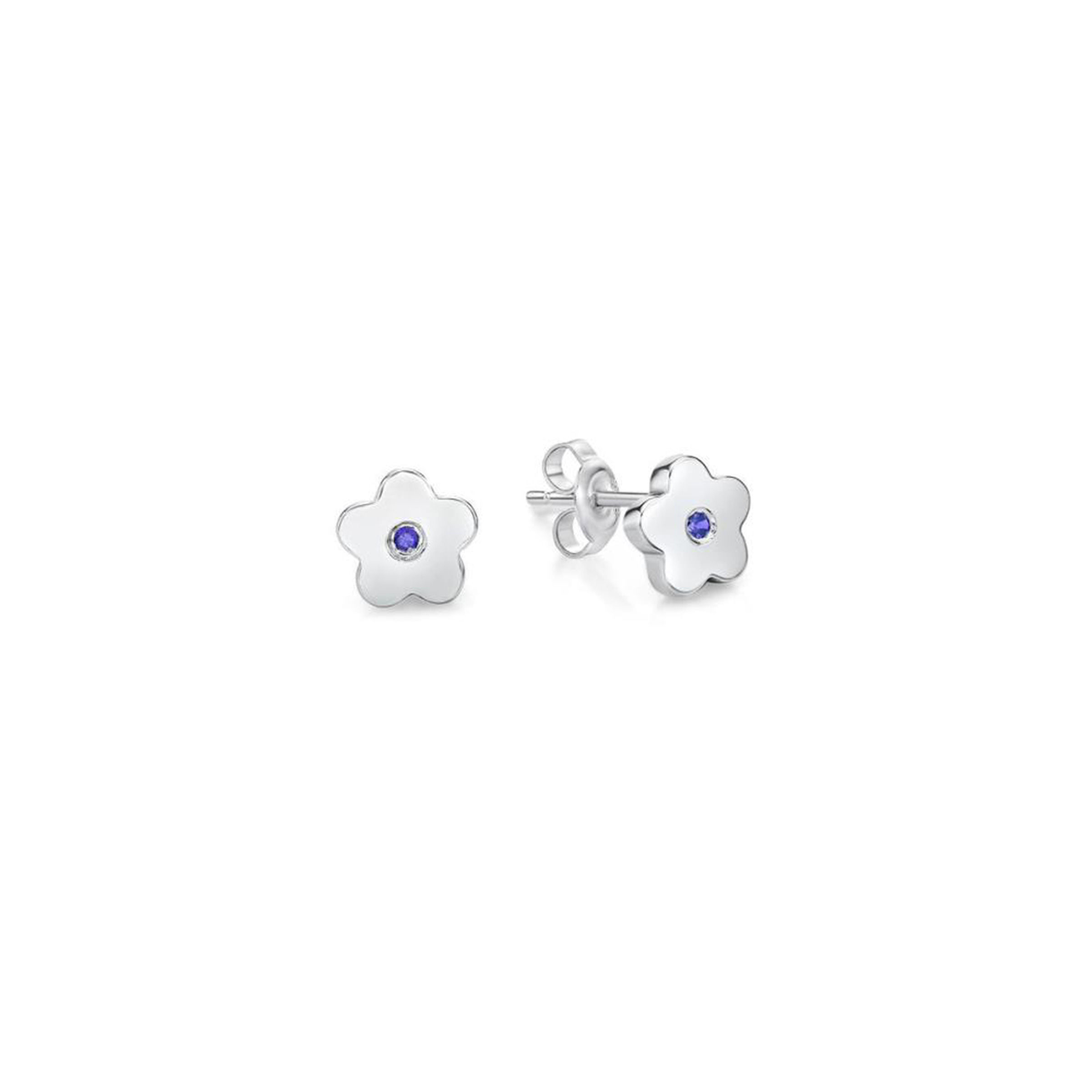 Sterling Silver Aemthyst Glass Toon Flower Stud Earrings