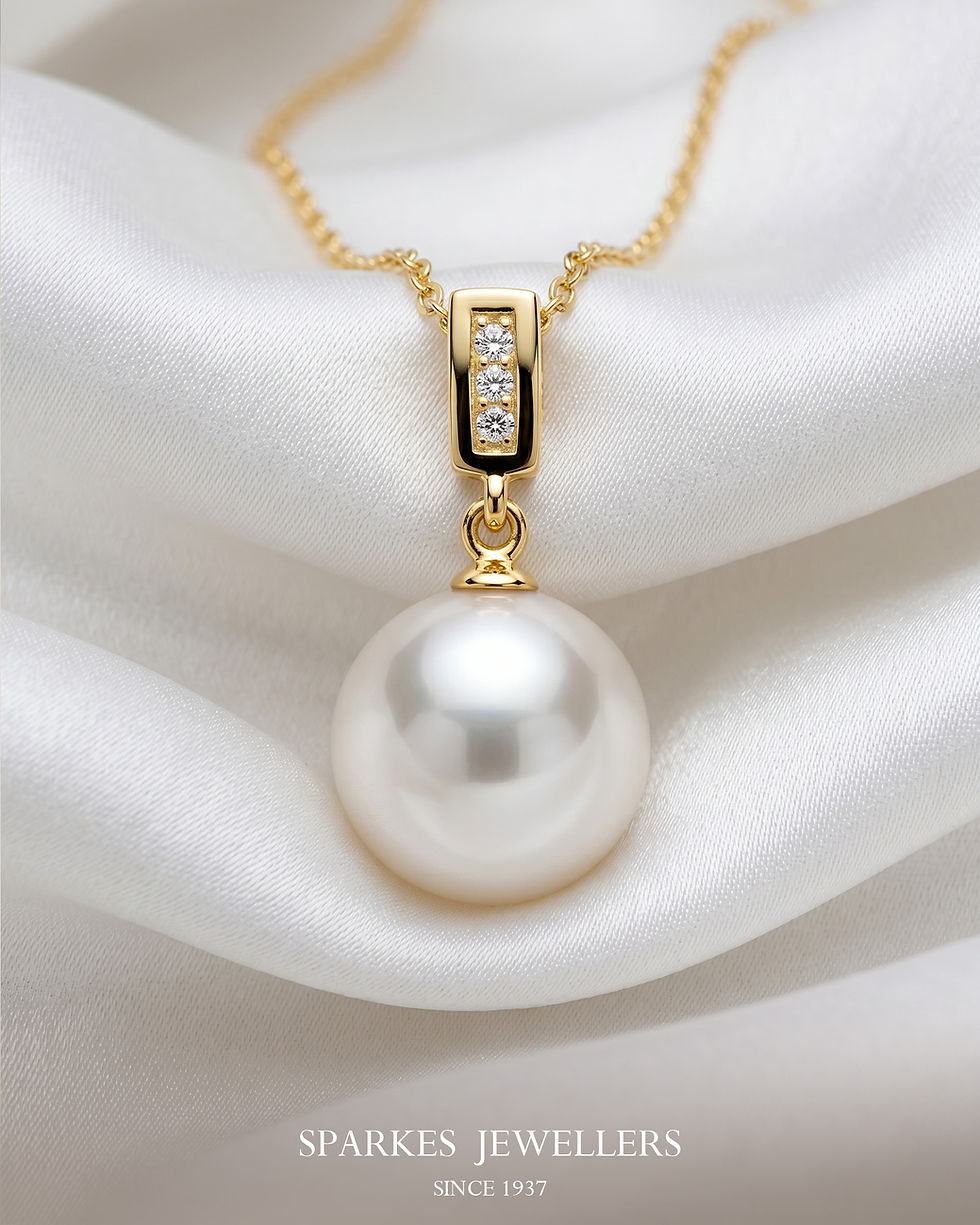 Thumbnail: 9ct Yellow Gold Fresh Water Pearl & Diamond Pendant