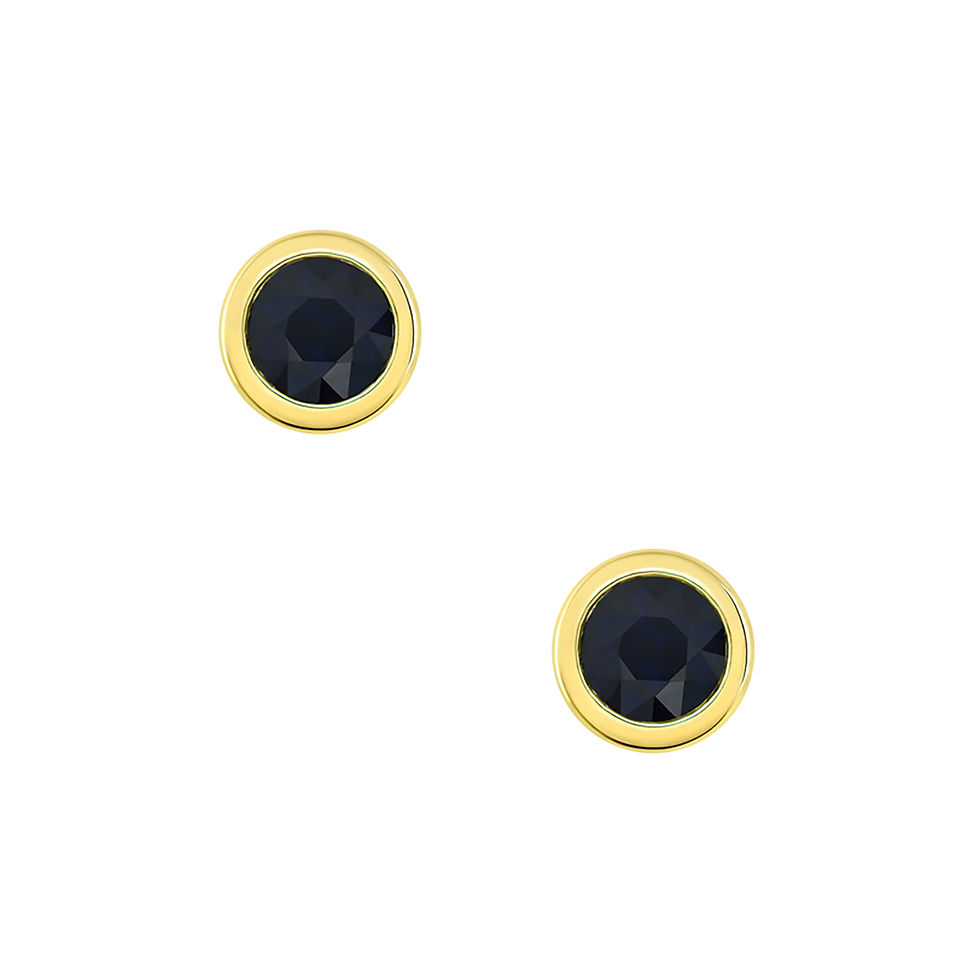 Thumbnail: Adelia Sapphire Blue Round Yellow Gold Earrings