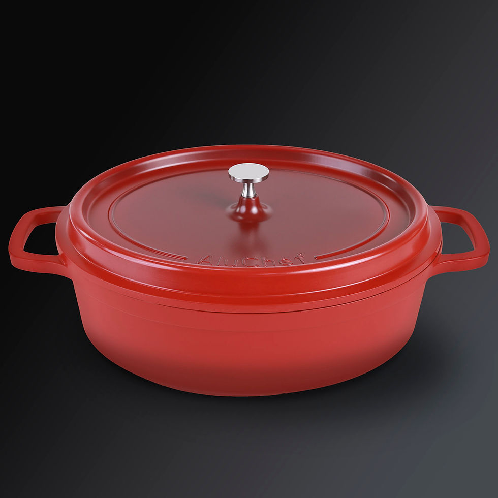 AluChef Lightweight Oval Casserole 35x29cm - Red