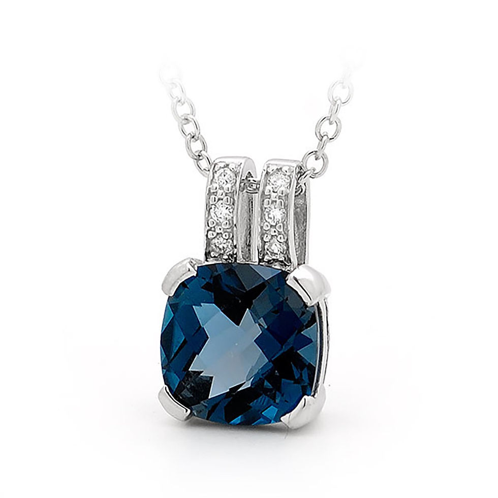9ct White Gold London Blue Topaz & Diamond Pendant