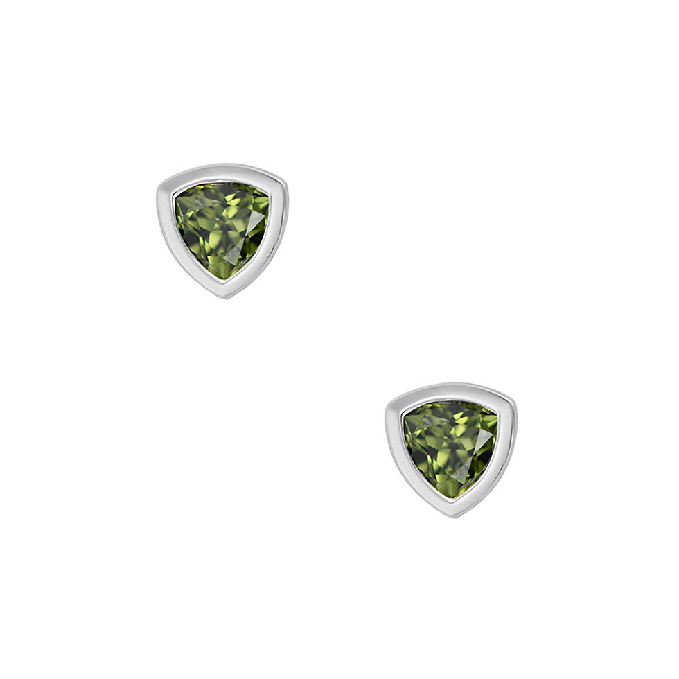 Adele Trilliant Green Sapphire White Gold Earrings