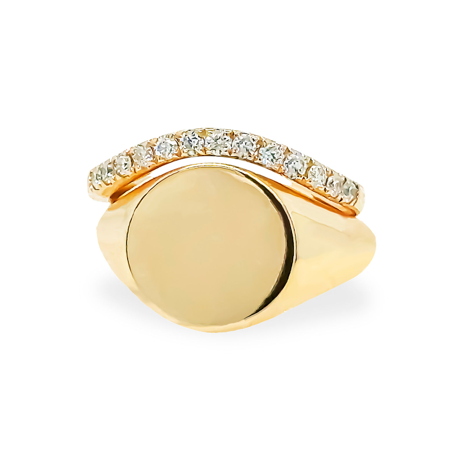 Yellow Gold and Diamond Curved Signet Wedder Sparkes Jewellers