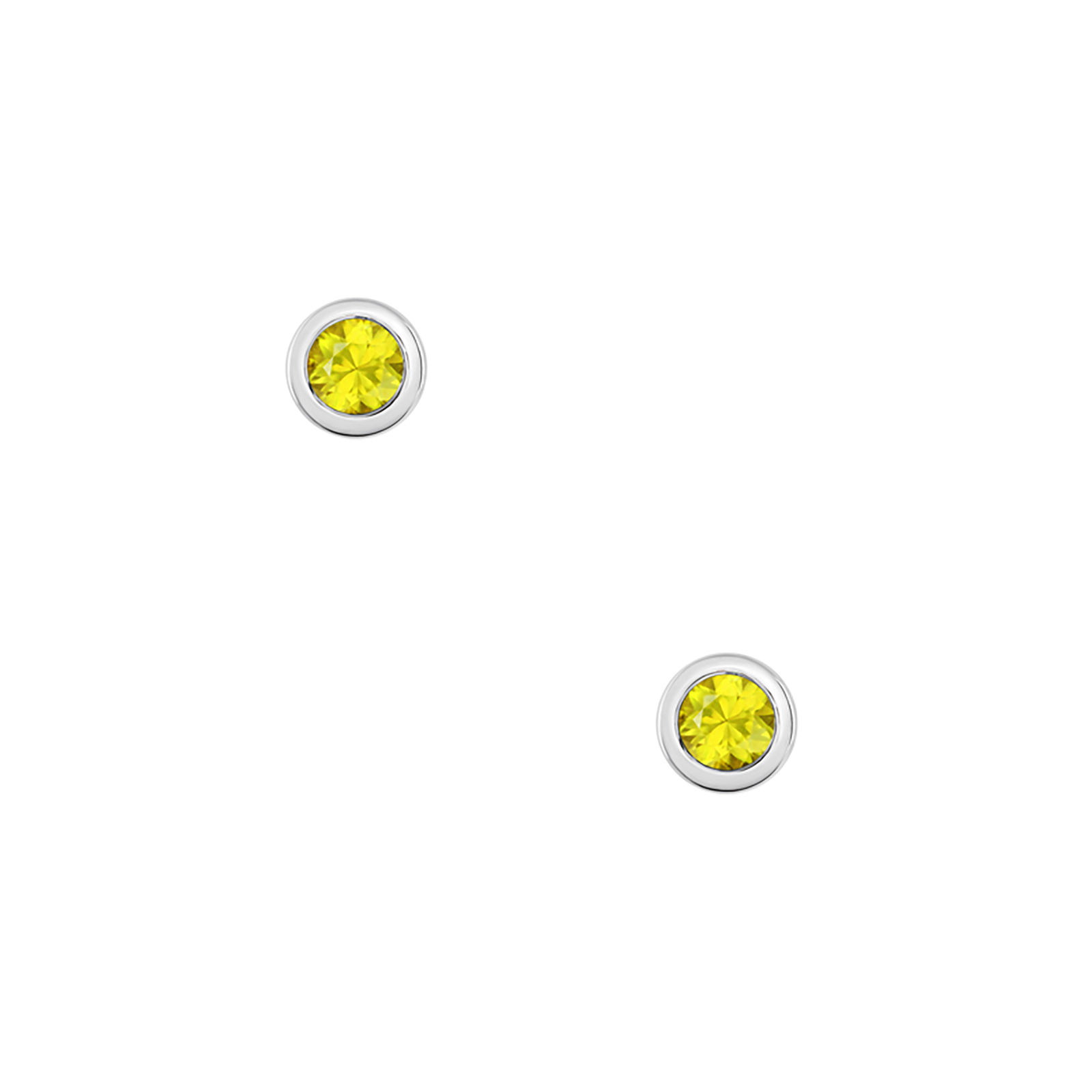 Adelia Sapphire Yellow Round White Gold Earrings
