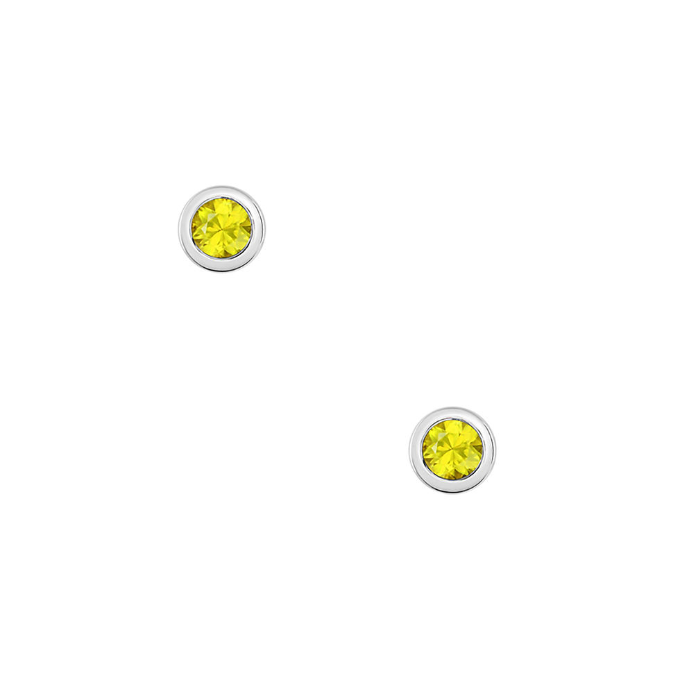 Thumbnail: Adelia Sapphire Yellow Round White Gold Earrings