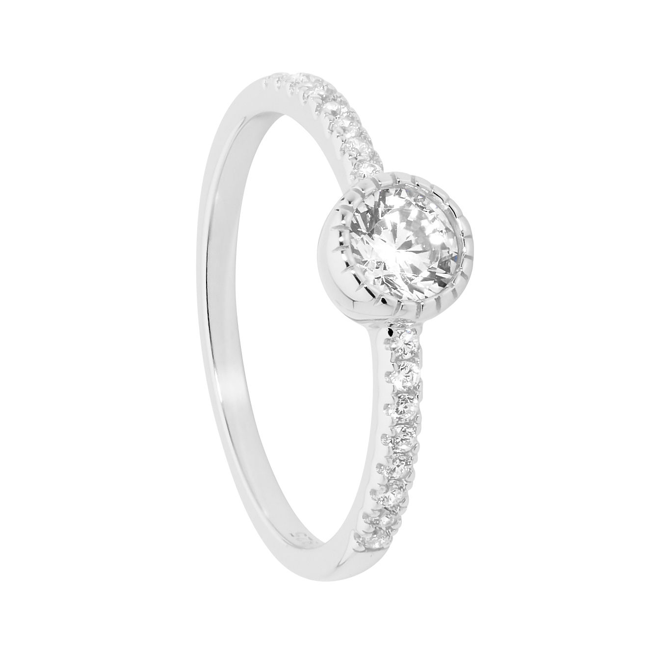 Sterling Silver Crown Set Solitaire Ring