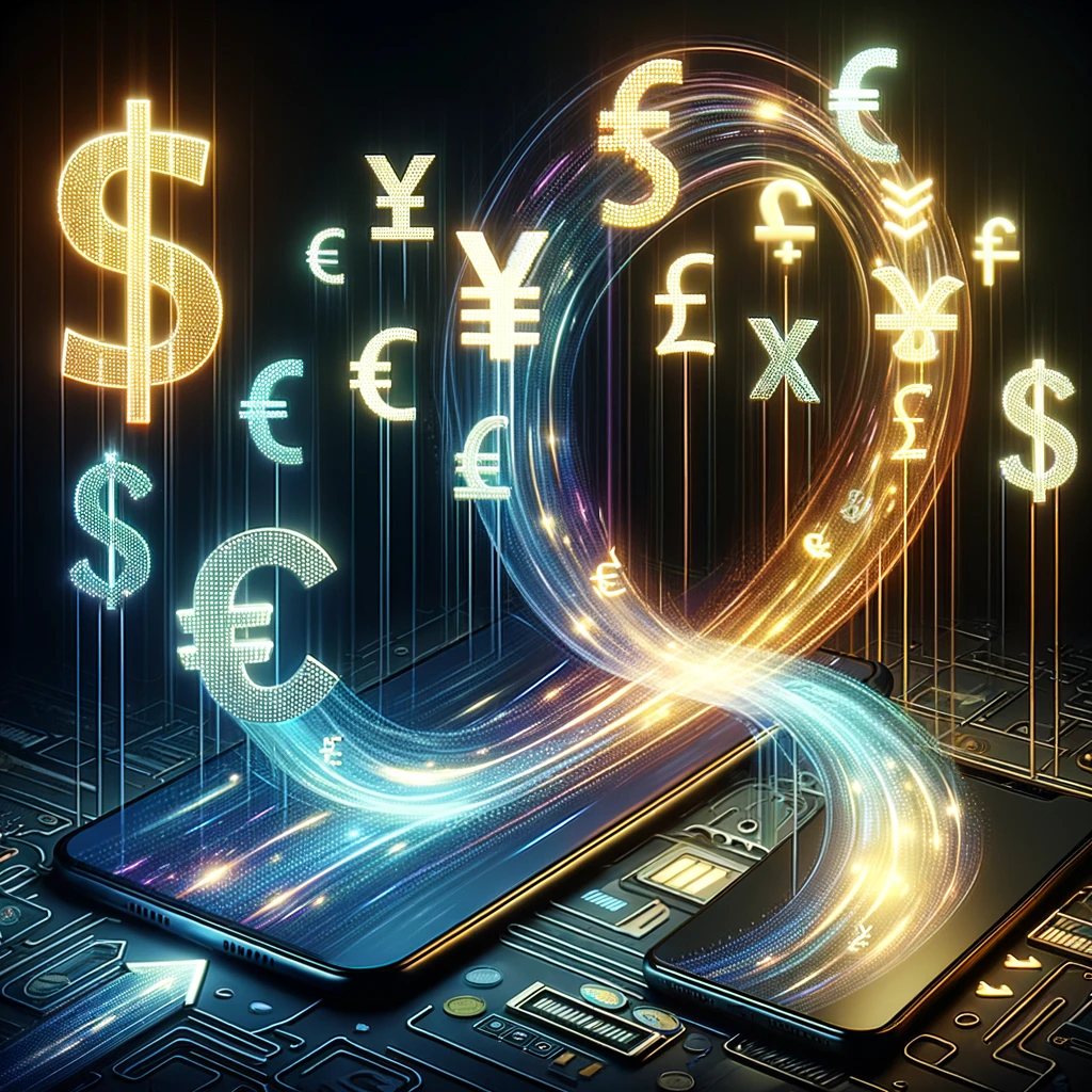 DALL·E 2024-02-18 21.45.17 - Visualize the concept of money transfer in a similar abstract