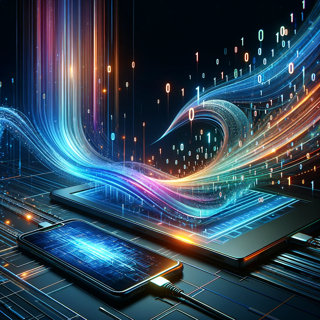 DALL·E 2024-02-18 21.41.18 - Illustrate the concept of digital data transfer showcasing an