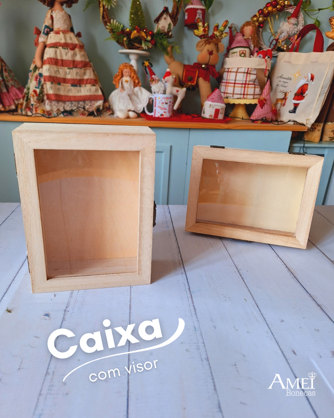 Caixa de madeira com Visor