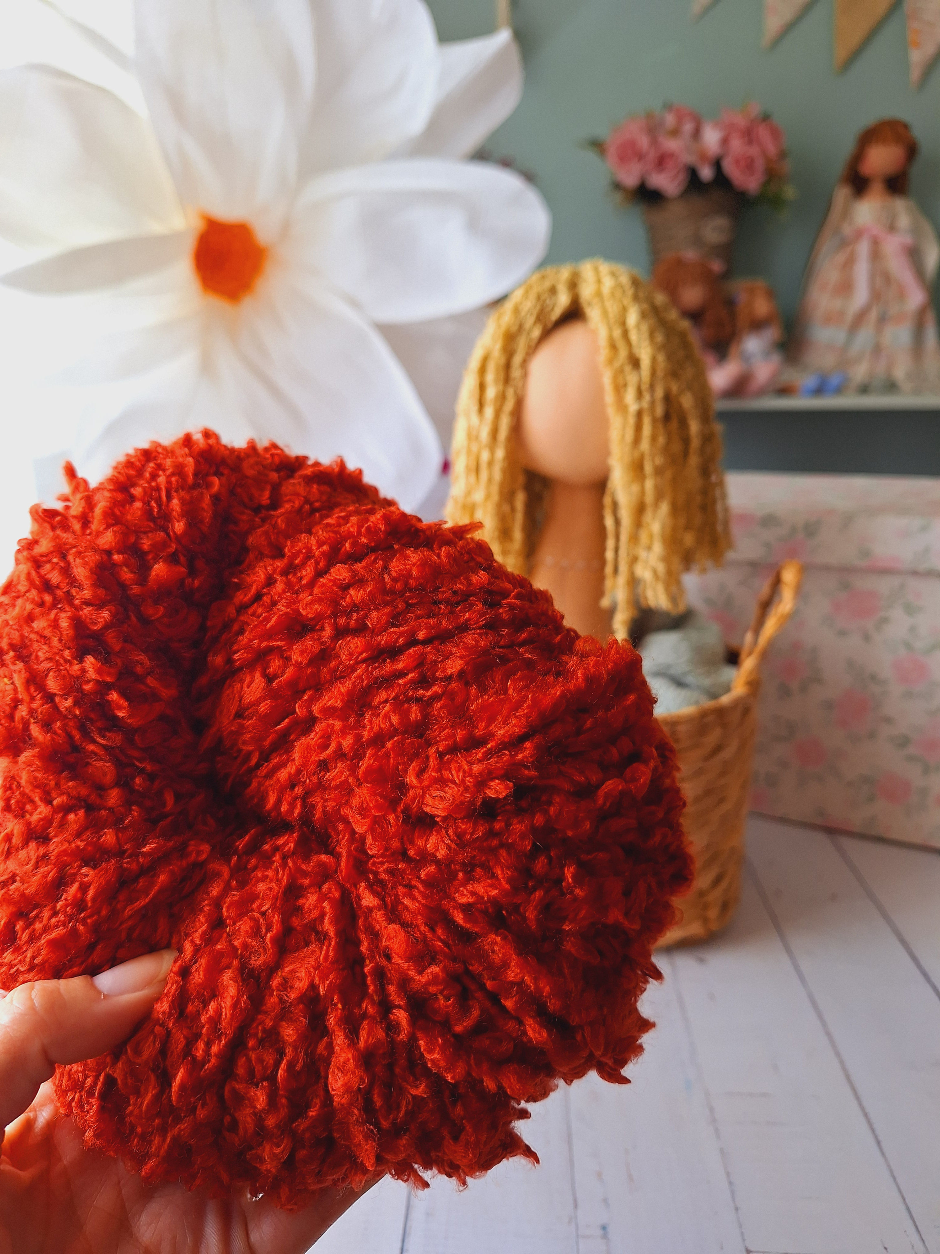 Lã Cacheada Ruiva 150gr