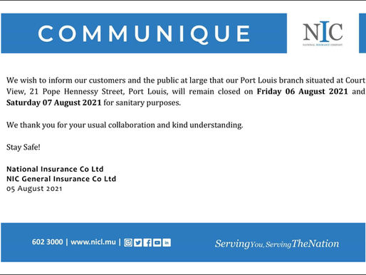 COMMUNIQUE 05 AUGUST 2021