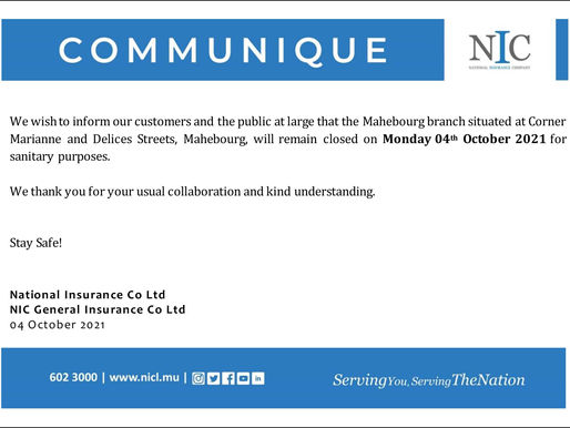 COMMUNIQUE 04 OCTOBER 2021