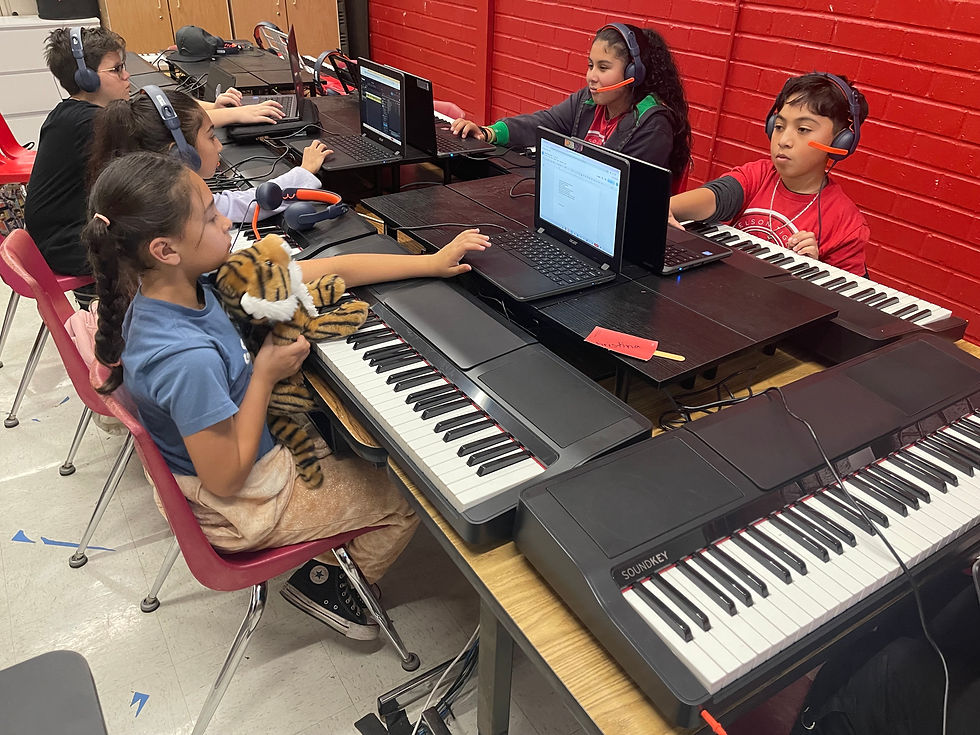Music students at Ada S. Nelson Elementary School with their new SoundKEY keyboards and GEC5 lab.