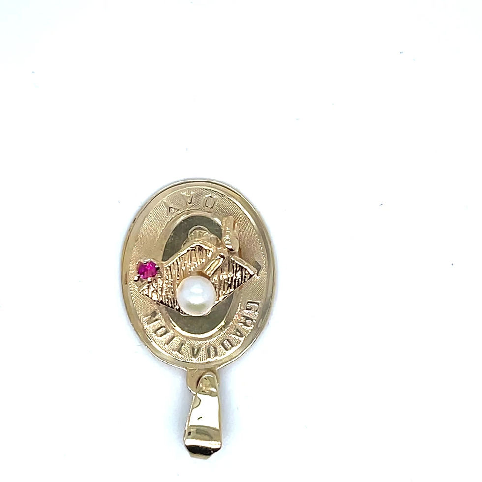 Thumbnail: Pearl/Ruby Graduation Day 14k YG Charm