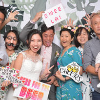 Tropical wedding photo booth backdrop