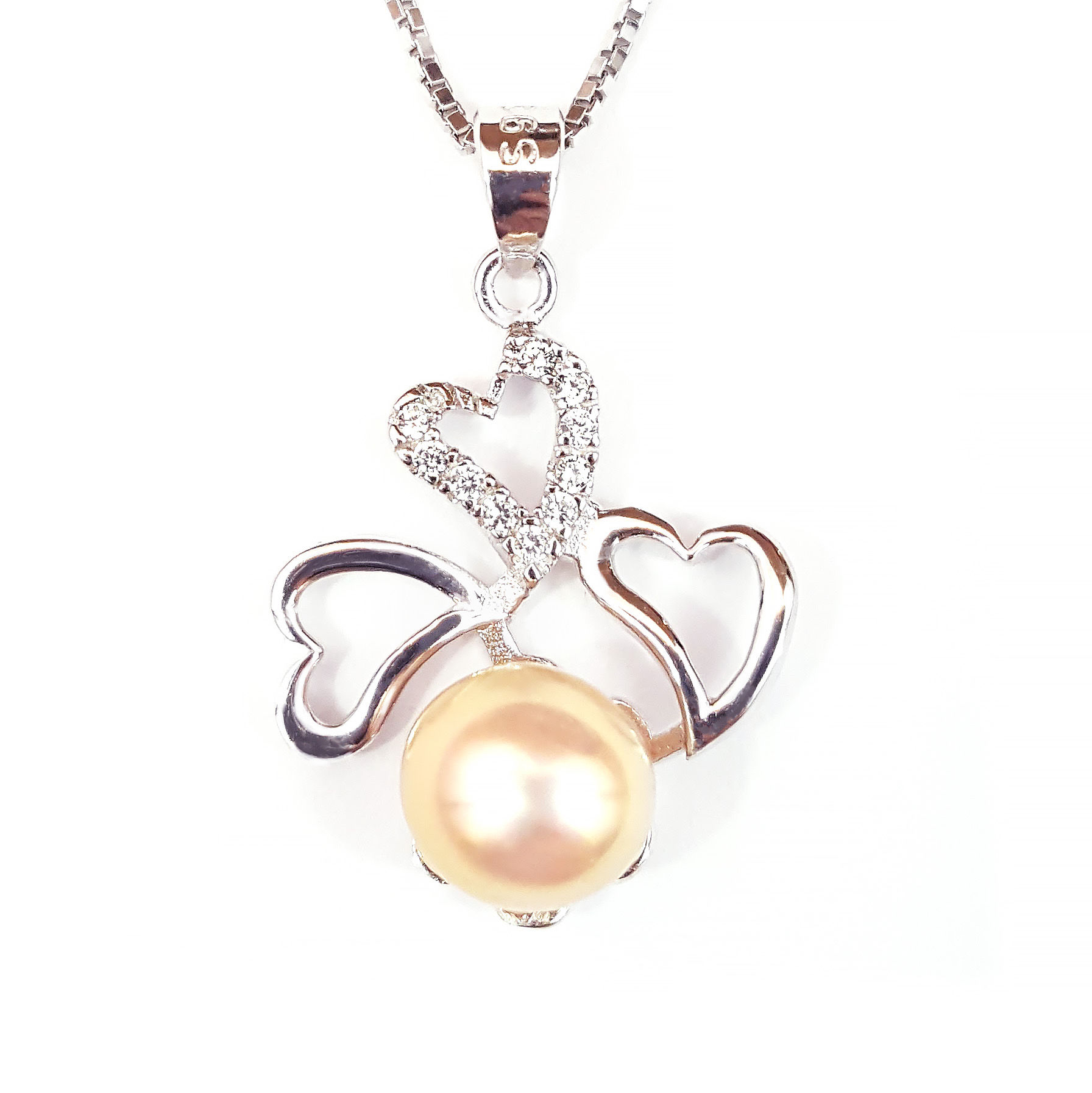 Tri Heart Pearl Pendant