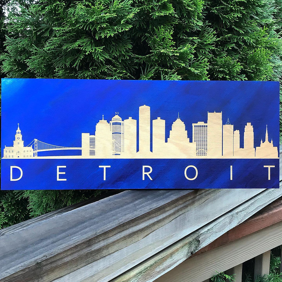 Thumbnail: 8x20 Inch Wood Engraved City Skyline (any color)