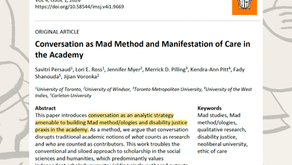 Our New Publication is Out! Conversation as Mad Method and Manifestation of Care in the Academy