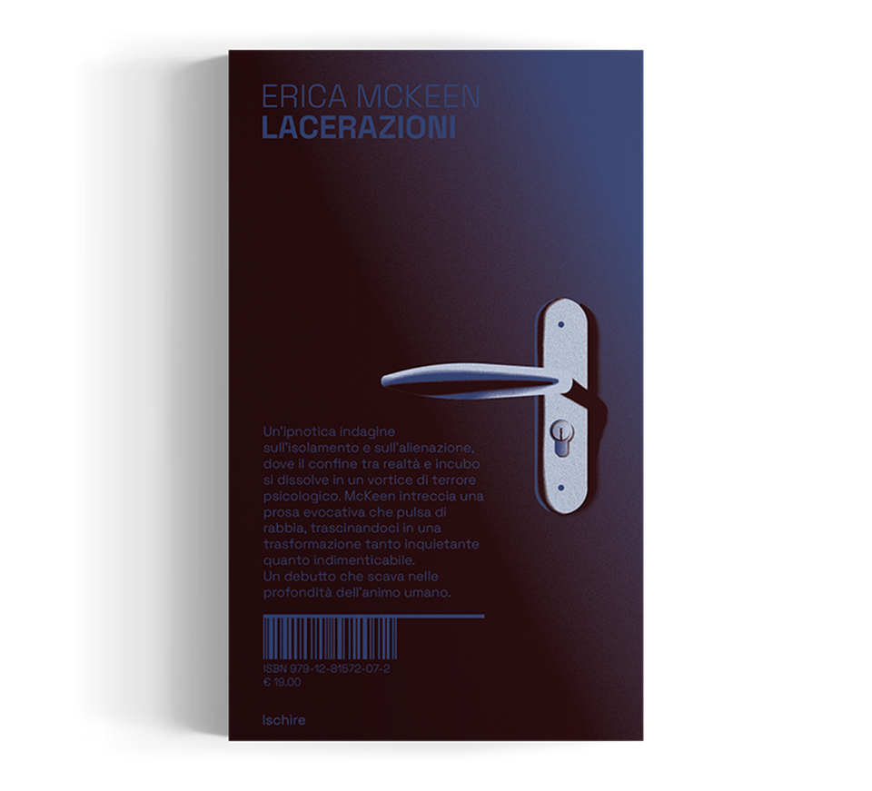 La copertina di Lacerazioni, di Erica Mckeen, presentata nel catalogo del sito web di Ischìre