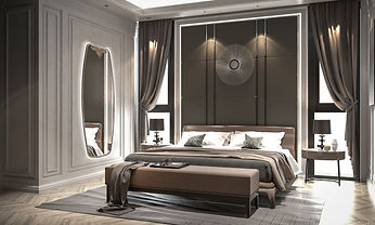 Contemporary upright carved mirror