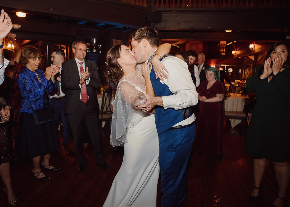 bride and groom kissing