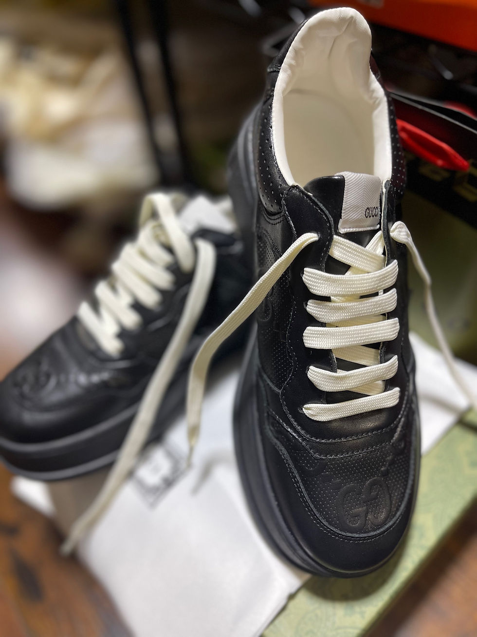 Thumbnail: GG Men’s Chunky Leather Sneakers, size 40 EUR