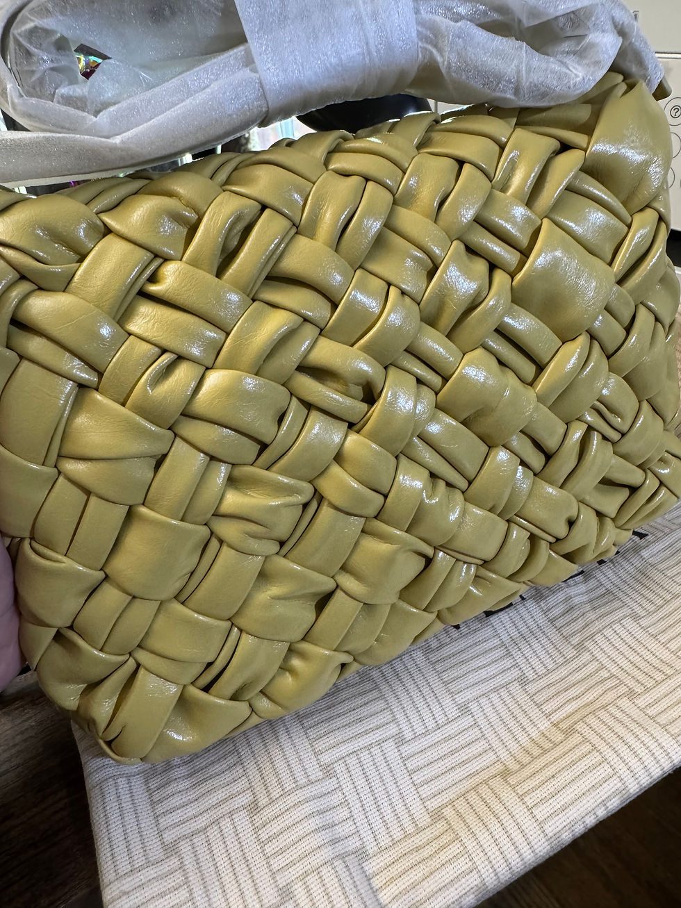 Thumbnail: Leather Rumple sling bag, small, mustard 
